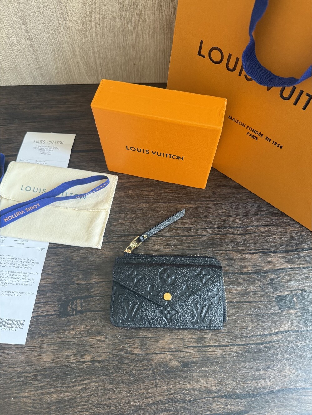 Louis Vuitton Black Monogram Empreinte Compact Envelope Wallet with Wristlet